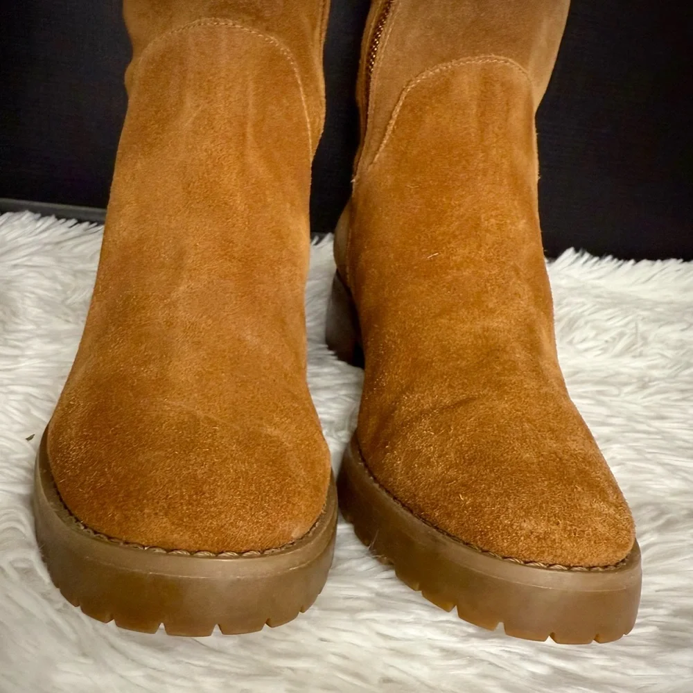 Michael Michael Kors Boots Whitaker Tall Zip Boots Suede Leather Caramel‎ Size 6